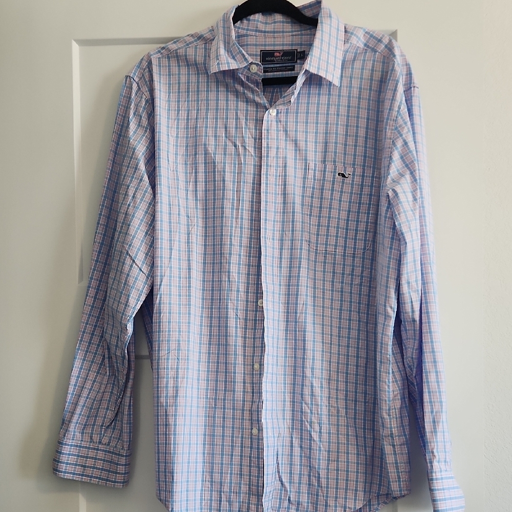 Vineyard Vines Men's Blue Checkered Shirt